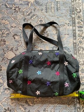 Lesportsac Black Tote with Multicolor Floral Embroidery